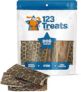 123 Treats Esophagus Dog Treats - (Free Form - 1 lb) 100% Natural, Flat Gullet Sticks for Dogs, Beef Jerky Dog Treats Strips, NO Preservatives, Hormones, or Antibiotics