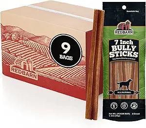 Redbarn Pet Products 7" Bully Sticks for Dogs, 3-Count, Pack of 9