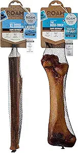 ROAM Pet Treats Ostrich Bones for Dogs Femur Bone and XL Marrow Dog Bone Pack of 2 for Large Breeds – Long Lasting Ostrich Dog Bones
