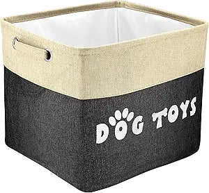 PET ARTIST Large Dog Toy Basket Bin - Rectangular Storage Box Chest Organizer for Dog Toys,Coats,Clothing,Apparel & Accessories & Blanket, Black, 15"x13"x12"