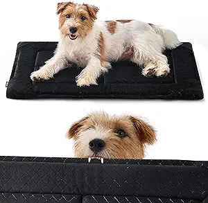 Bedsure Chew Proof Dog Bed Medium Size Dog Machine Washable Pet Crate Pad Durable Kennel Pad for Chewers, Black