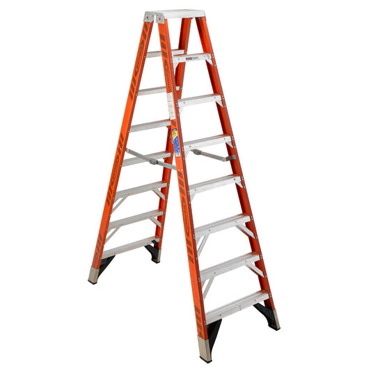 Werner T7400 8-ft ( 12-ft Reach Height ) Fiberglass Type 1AA - 375 lbs. Load Capacity Twin ladder