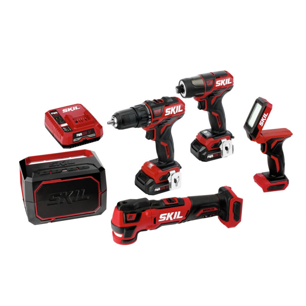 SKIL 12-volt 5-Tool Brushless Power Tool Combo Kit (2-Batteries Included and Charger Included)