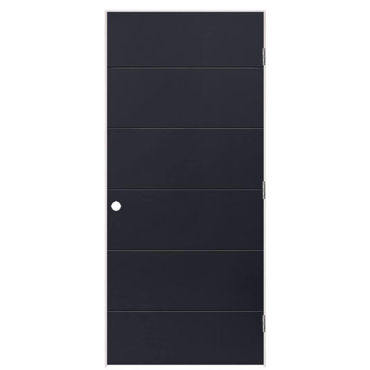 Masonite 36-in x 80-in Midnight Hollow core Flush Right hand Smooth Prefinished Molded composite Flat Jamb Single Prehung Interior Door with