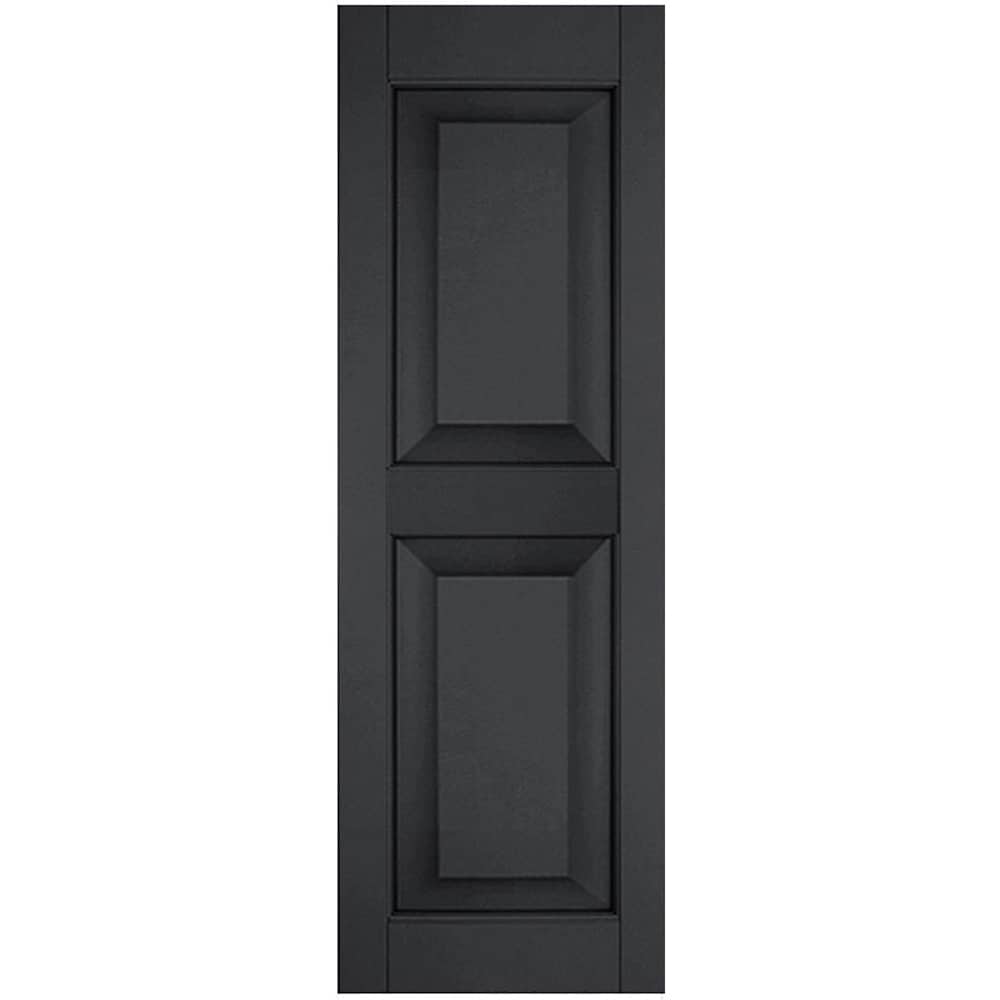 Ekena Millwork 12-in W x 38-in H Black Raised panel Wood Exterior Shutters ( 2 -Pack )