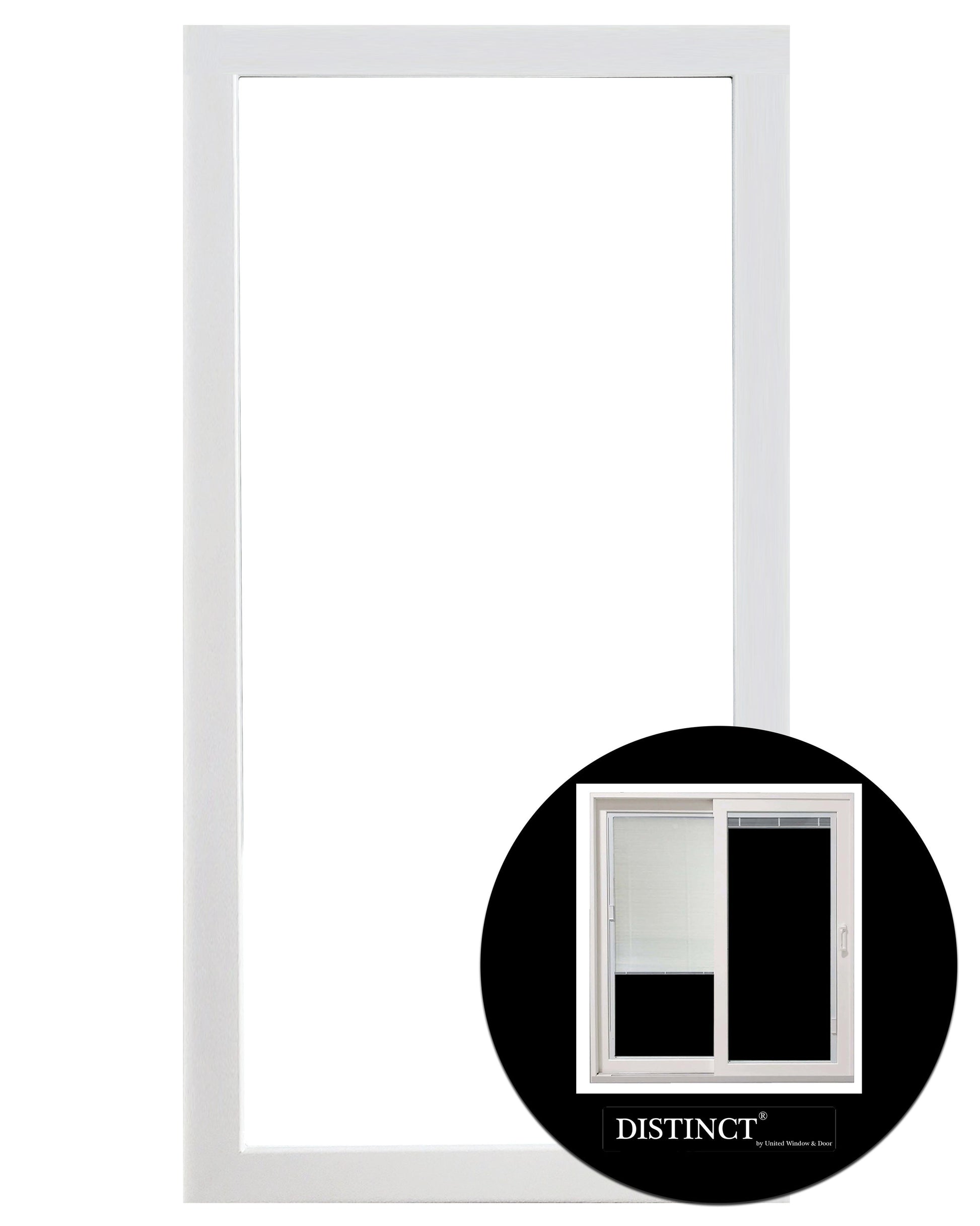 United Window & Door Distinct KD Door Low-e Argon Tempered Clear Glass Composite Universal Patio Door Stationary Panel