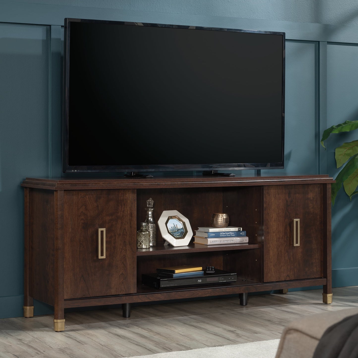 1934 Collection, by Sauder TV Stand for TV's up to 65", Deco Cherry Finish