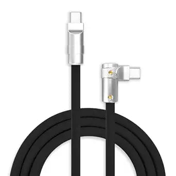 chubbycable FlexElbow 90 Degree 240W Fast Charging Cable Right Angle USB C Cable Silicone Charging Cord Compatible with iPhone 17-15 Series iPad, Black, Type-C to Type-C, 8.5FT