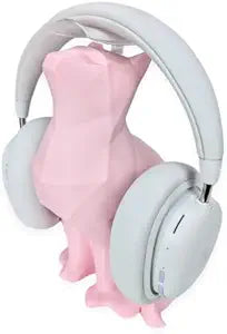 Cute Low Poly Cat Headphone Stand  Anime Inspired Kawaii Desk Accessory for Gaming & Music Lovers, Adorable & Practical Headphone Holder (Pastel Pink)