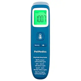 PetMedics by iHome Cat & Dog Thermometer for Pets Ear or Belly No Contact Scan - Large Number Digital Lit Display - Batteries Included - Canine and Pet Fever Detection