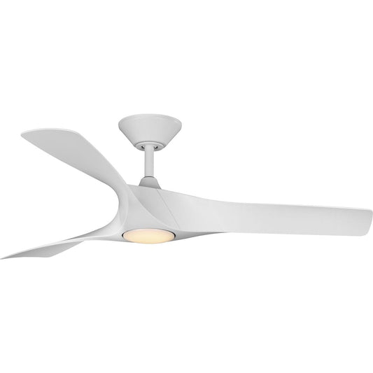 Progress Lighting Ryne 52-in Satin White with Satin White Blades Integrated LED Covered Outdoor Propeller Ceiling Fan With Light 3 -Blade
