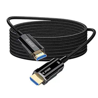 8K Long HDMI 2.1 Cable 50ft, Fiber Optic HDMI Cable Braided Cord, High Speed Active HDMI Cable, 48Gbps, 8K@60Hz 4K@120Hz, Dynamic HDR, eARC, HDCP 2.2&2.3, 3D, for HDTV Monitor Game Laptop Xbox PS4/PS5
