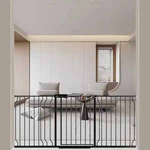 WAOWAO Baby Gate 62.20-71.26" Extra Wide Pressure Mounted Walk Through Swing Auto Close Safety Black Metal Toddler Kids Child Dog Pet Puppy for Stairs,Doorways,Kitchen