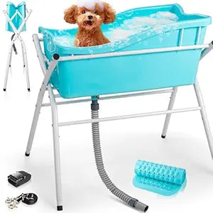Dog Bath Tub, Portable Dog Washing Bathing Station, 3 Levels Elevated Foldable Dog Bath for Shower and Grooming, Collapsible Shower Bathtub Pet Tub for Small Dogs (Iron Frame)