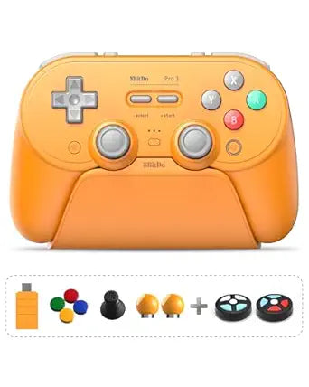 8Bitdo Pro 3 Bluetooth Controller for Switch/Switch 2 - TMR Joysticks, Swappable ABXY Buttons, Pro Back Buttons, Charging Dock, Hall Effect Triggers, Windows/Apple/Androidï¼ˆYellowï¼‰
