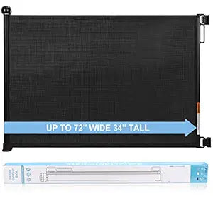 PRObebi Retractable Baby & Pet Gate - 34" Tall, Extends to 72" Wide, Mesh Gate for Doorways, Stairs, Hallways, Indoor/Outdoor (Black)