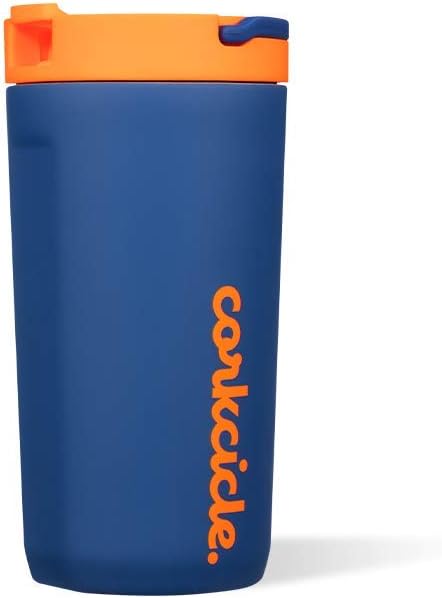 Corkcicle Kids Tumbler Triple Insulated Stainless Steel Travel Mug, Easy Grip, Non-slip Bottom, Keeps Beverages Cold for 18 Hours and Hot for 3 Hours, 12 oz, Electric Navy