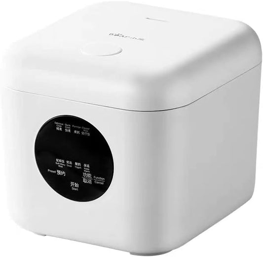 BEAR 2L Portable Rice Cooker, Travel Rice Cooker Small for 2-3 People, Personal Rice Cooker, Food Steamer, Multi-cooker for Brown Rice, White Rice, Soup, Porridge, Yogurt-White