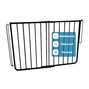 Cardinal Gates SS30OD Outdoor Dog Gate for Stairs â€“ Adjustable Aluminum Safety Gate for Kids & Pets â€“ Toddler Gate for Patio, Deck, Porch â€“ Wall Mounted â€“ Black â€“ Screw in - USA Based