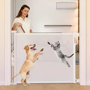 Retractable Baby Gate, Momcozy Extra Wide Mesh Baby Gates for Stairs, 41" Tall, Extends up to 71" Wide, Pet Dog Gate for Doorways, Stairs, Hallways, Indoor/Outdoor