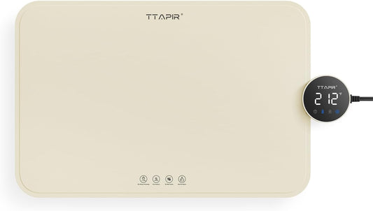 Portable & Rollable Warming Pad for Food, Electric Warming Tray for Buffets Party & Camping, Dishwasher-Friendly Food Warming Pad, Folding Warming Tray, 1°F Precision Heat & 5-Min Timer, Off-White