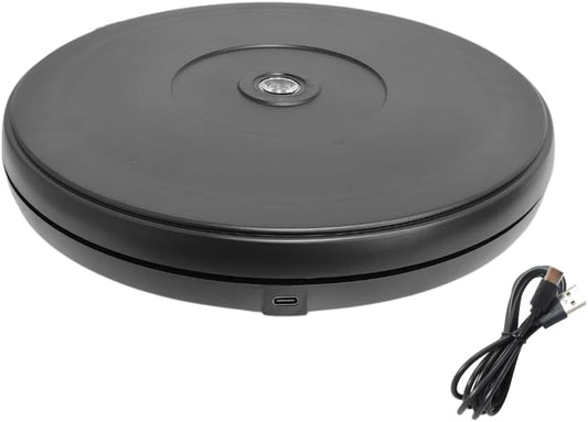 fotoconic Black Electric Motorized Rotating Turntable Display Stand with LED, 10 Inch \/ 25cm Diameter, 20 Lb Centric Loading for Shop Display