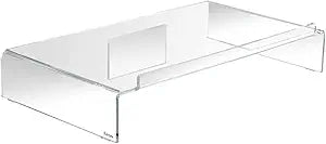 Kantek Acrylic Computer Monitor Stand with Keyboard Storage, Holds up to 50 Pounds, 21.25" x 11.9" x 3.4", Clear