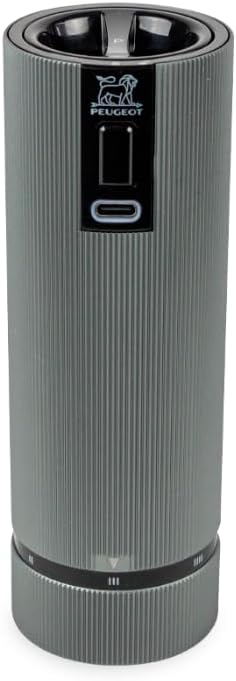 Peugeot - Line Electric u\u2019Select Pepper Mill. Carbon, 6 in \u2013 Rechargeable, Adjustable Grind. Made in France,