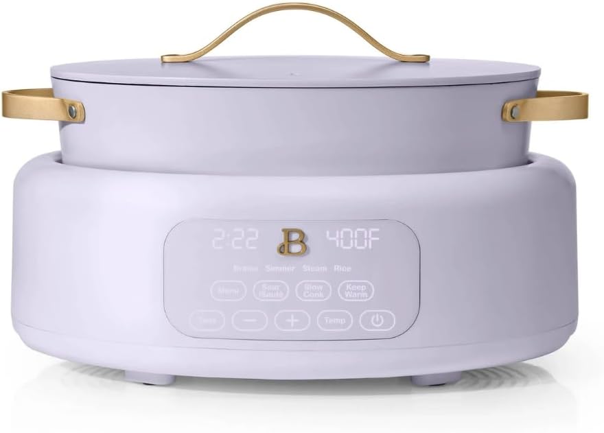 Beautiful 10-in-1 6Qt Electric Multi-Cooker with 7 Presets,Oven-Safe Pot & Lid,Saut , Steam,Slow Cook,Slow Cooker, Simmer,Rice & More,Touch Display,Dishwasher Safe,Serves Up to 7(Lavender)