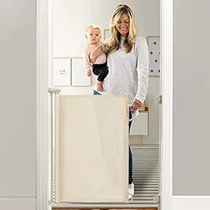 Retractable Baby Gate, Momcozy Extra Wide Mesh Baby Gates for Stairs, 33" Tall, Extends to 71" Wide, Pet Dog Gate for Doorways, Stairs, Hallways, Indoor/Outdoor