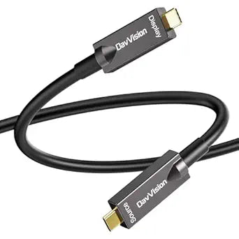 Full-Featured Fiber Optic USB C Video Cable 50FT, Support 4K@60Hz,10Gbps,PD 60W,USB 3.2 Active Optical Cable Built in German SiliconLine Chip for Logitech Camera,VR,Laptop,Video Conference