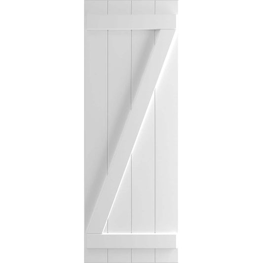 Ekena Millwork 21.5-in W x 38-in H White Paintable/Stainable Board and batten Z-bar Exterior Shutters ( 2 -Pack )