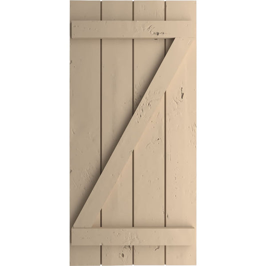Ekena Millwork 22-in W x 42-in H Knotty Pine Paintable/Stainable Board and batten Z-bar Exterior Shutters ( 2 -Pack )
