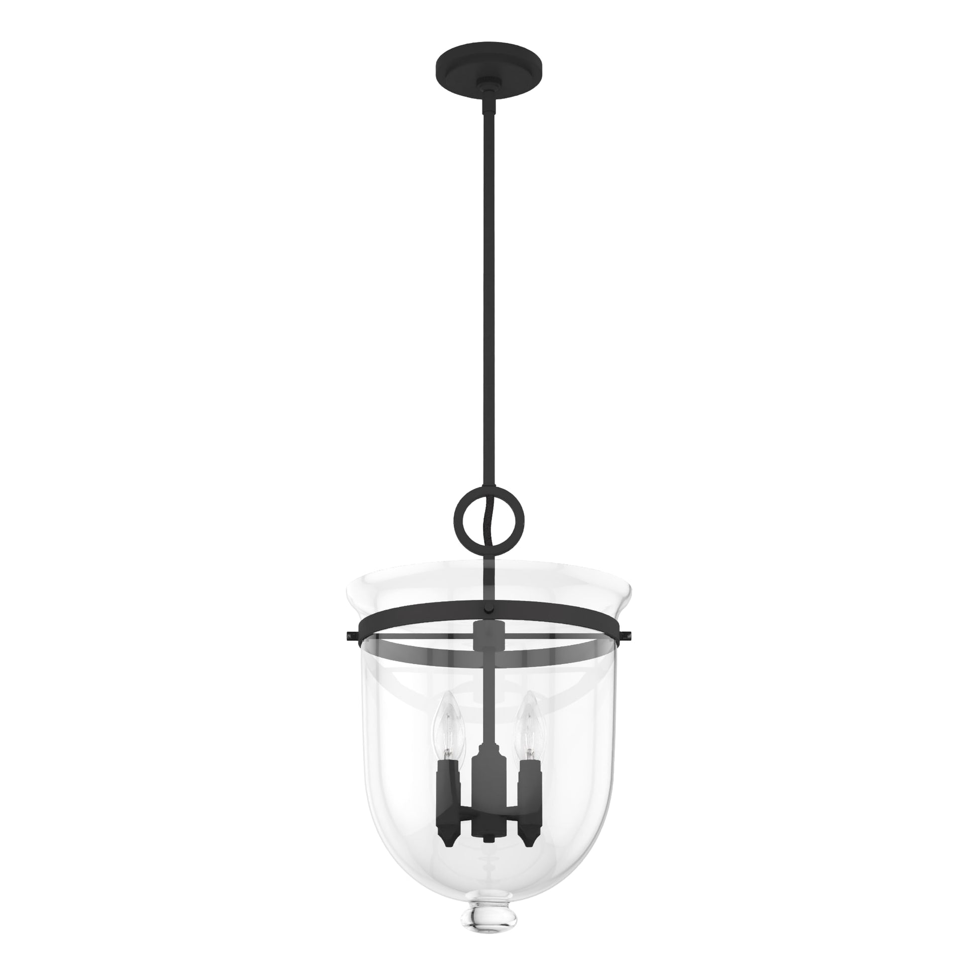 Hunter Belltown 4 -Light Natural Iron Transitional Clear glass Glass Urn Medium Indoor Hanging Pendant Light