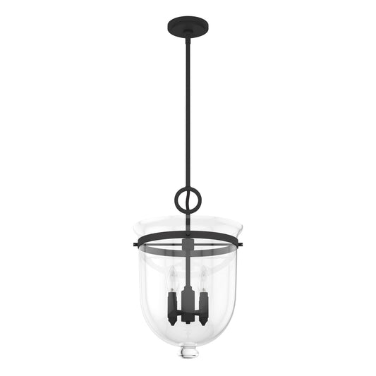 Hunter Belltown 4 -Light Natural Iron Transitional Clear glass Glass Urn Medium Indoor Hanging Pendant Light