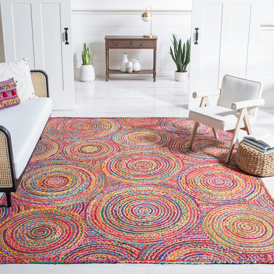 Safavieh Cape Cod Mariam 10 x 14 (ft) Jute Red/Multi Rectangular Indoor Abstract Bohemian/Eclectic Area rug