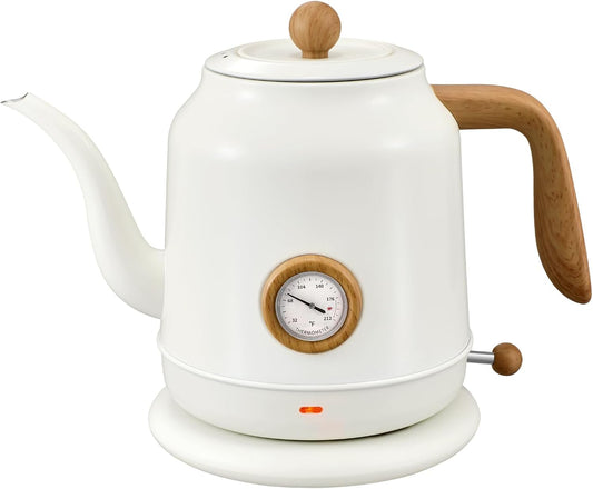 1.2L Electric Gooseneck Kettle with thermometer, Tea Kettle for Boiling Water, Gooseneck Electric Kettle for Coffee & Tea