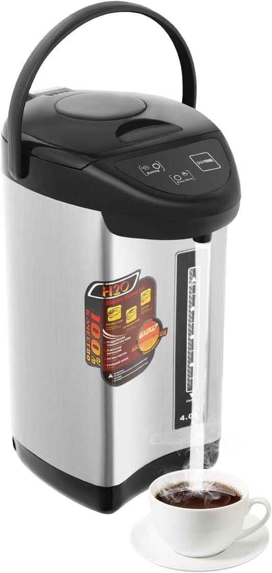 Electric Water Boiler and Warmer, Stainless Steel Hot Water Dispenser with 3 Water Discharge Methods, Instant Heating for Tea, Coffee, 4L/135oz