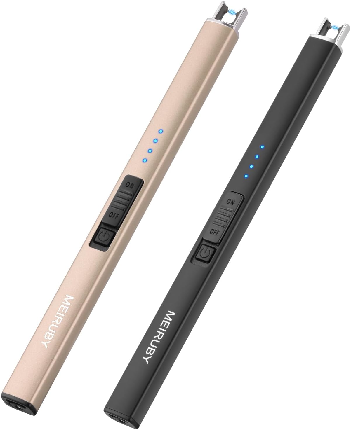 MEIRUBY 2 Pack Electric Candle Lighter, Christmas Stocking Stuffers Gifts for Women Mom Men Wife Sister, USB Arc Rechargeable Windproof Long Lighter for Candle BBQ Housewarming Birthday Gifts Idals