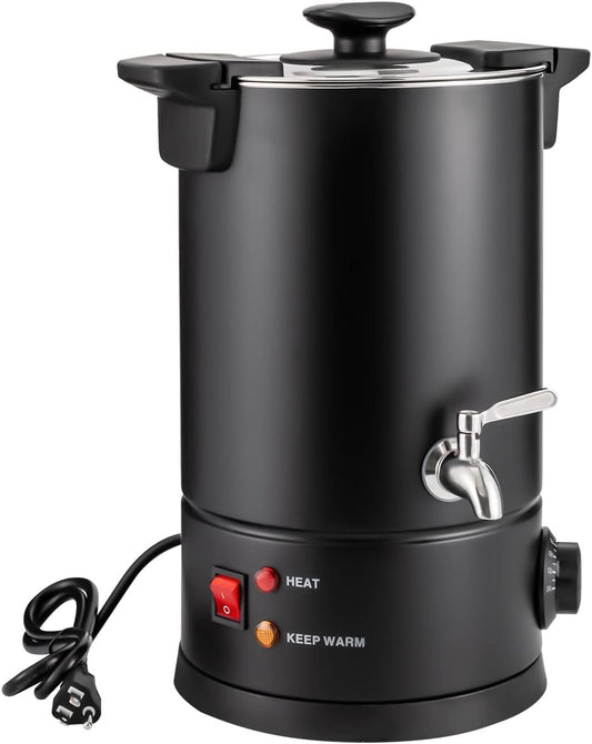 1KW Large Coffee Urn and Hot Beverage Dispenser Percolate Coffee Pot Maker 6.1L/270Oz 30-Cup Steel Electric Coffee Urn with Faucet for Quick Brewing Commercial Percolating Urn, Black