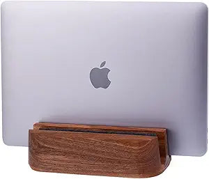 Dual Laptop Stand Vertical Laptop Holder - All MacBook Vertical Stand up to 0.7'' Thick - Handmade Holder Made of Natural Wood (Dual Walnut)