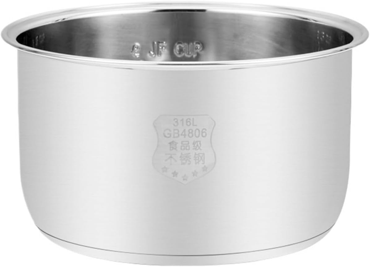 Stainless Steel Liner Compatible With Joyoung Electric Pressure Cooker Liner 4L\/5L\/6L 304 Stainless Steel Liner Thickened Universal Accessories(【5L】 Diameter: 24cm Height: 13.5cm)
