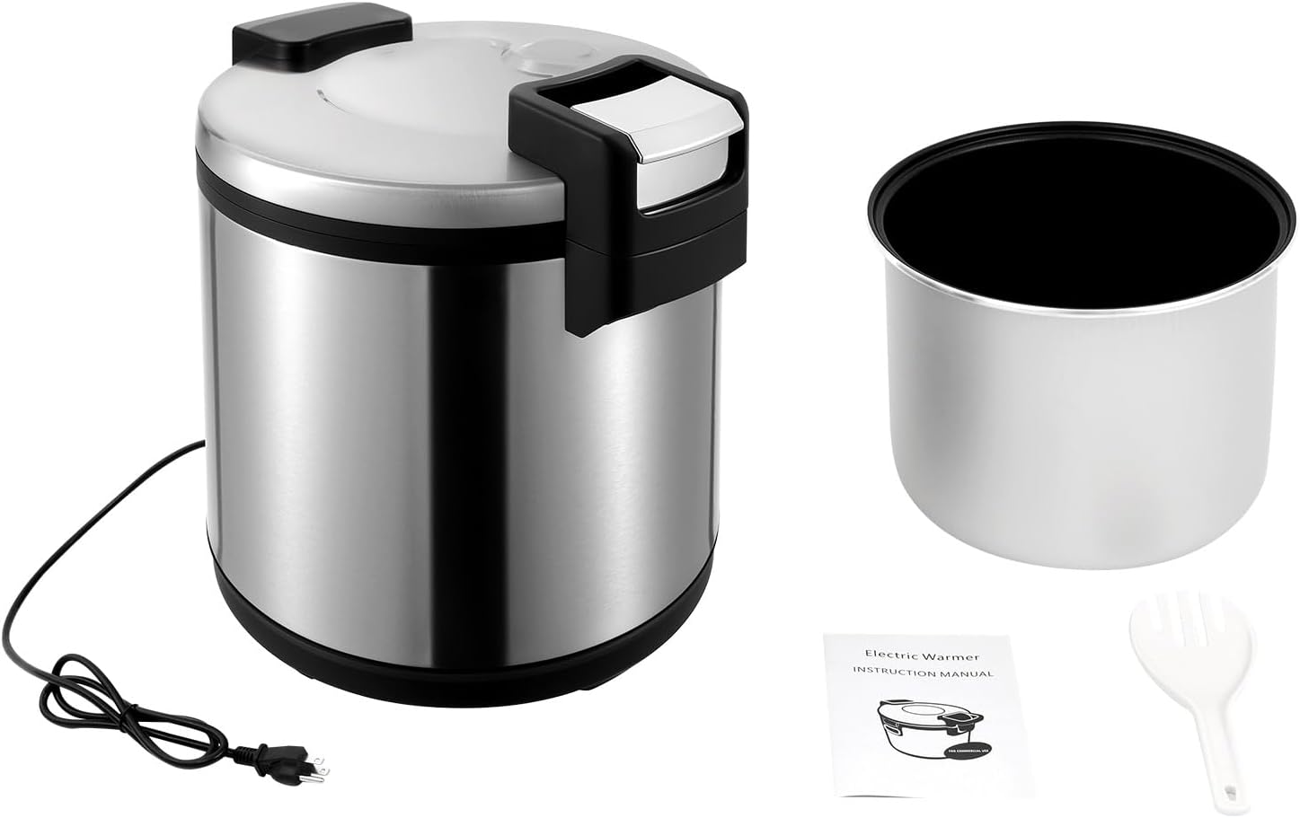 19L Commercial Electric Rice Warmer - Heavy-Duty Stainless Steel Food Warmer with Adjustable Temperature Settings for Restaurants, Non-Stick Inner Pot