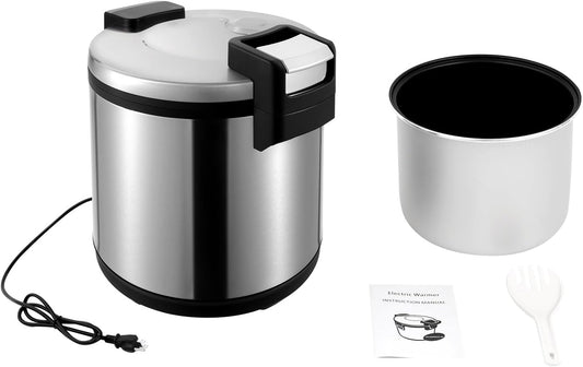 19L Commercial Electric Rice Warmer - Heavy-Duty Stainless Steel Food Warmer with Adjustable Temperature Settings for Restaurants, Non-Stick Inner Pot
