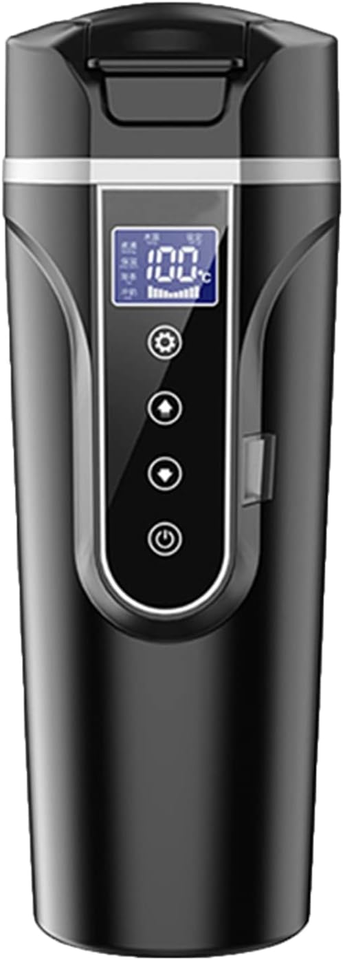 500ml Car Heating Cup Car Electric Kettle 12‑24V Car kettle Stainless Steel LCD Temperature Display Travel Kettle Coffee Maker for Tea Coffee Milk