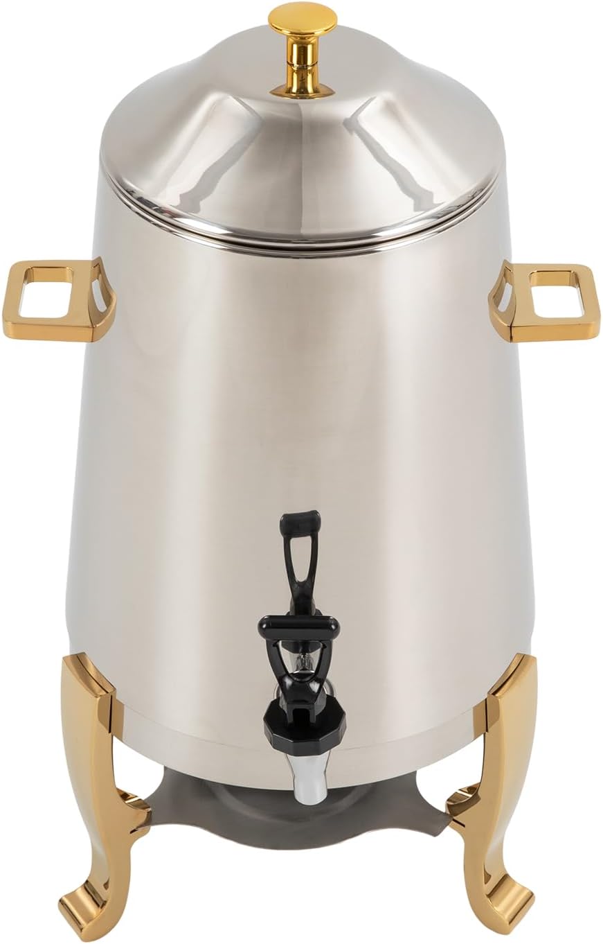 VPABES 3.4 Gallon Stainless Steel Hot Beverage Drink Dispenser Can, Electric Coffee Urn with Fuel Holder 2-Way Continuous Heating, Tea Water Coffee Chafer Urn with Spigot for Parties Buffet Catering
