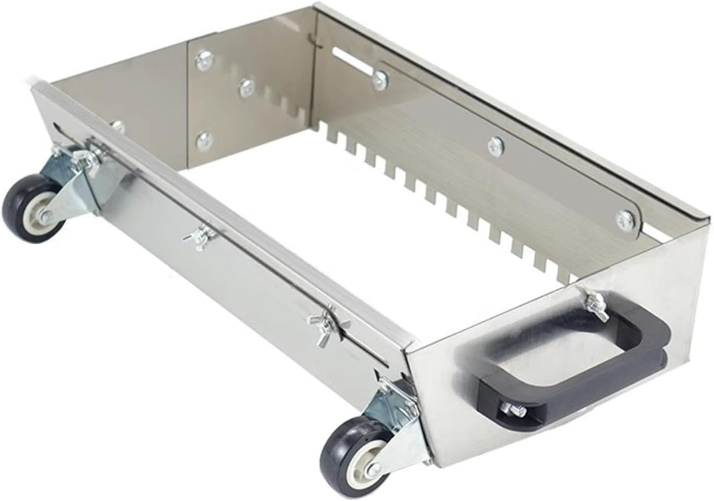 PCWLH Stainless Steel Notched Trowel with Wheels Handle ， Adjustable Spreader Tool for Floor\/Wall Tiling, Groove Design