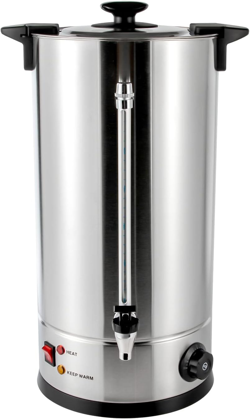 Coffee Urn, 110V 1400W Stainless Steel Commercial Coffee Maker Hot Beverage Dispenser Electric Coffee Percolators Adjustable Temperature 86-230°F Hot Cocoa Maker for Home, Office, Cafes