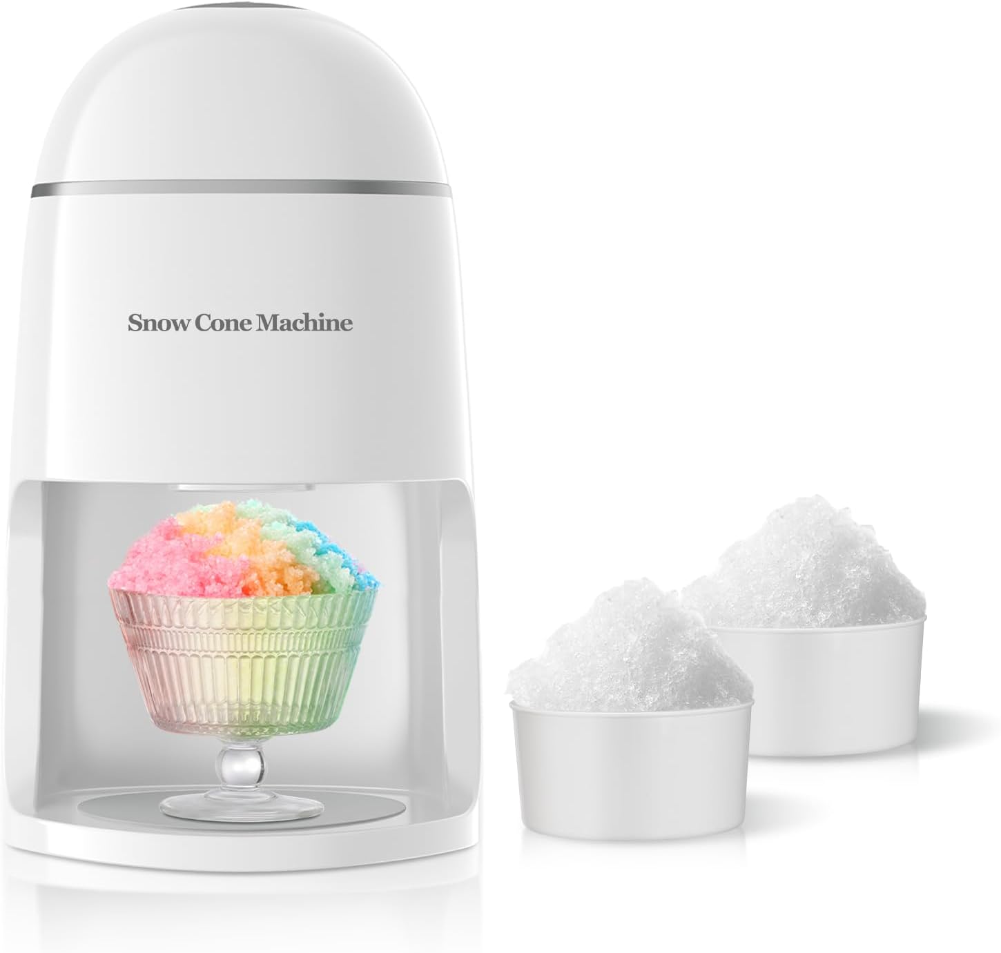 Electric Snow Cone Machine, Shaved Ice Maker Slushie Machine for Home, Kids Fast Fluffy Ice Shaver, Gift Ideal for Family Christmas Holiday, White