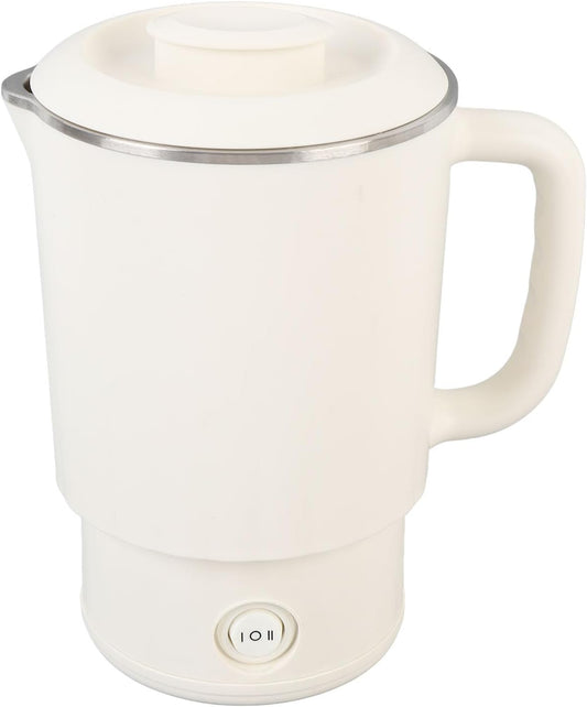 Travel Foldable Electric Kettle, 600ML Portable Collapsible Tea Coffee Kettle with 2 Temperature Settings, Stainless Steel Hot Water Boiler for Fast Water Boiling